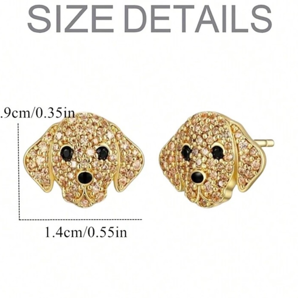 Golden Retriever Rhinestone Necklace and Earrings Set - Picture 6 of 6